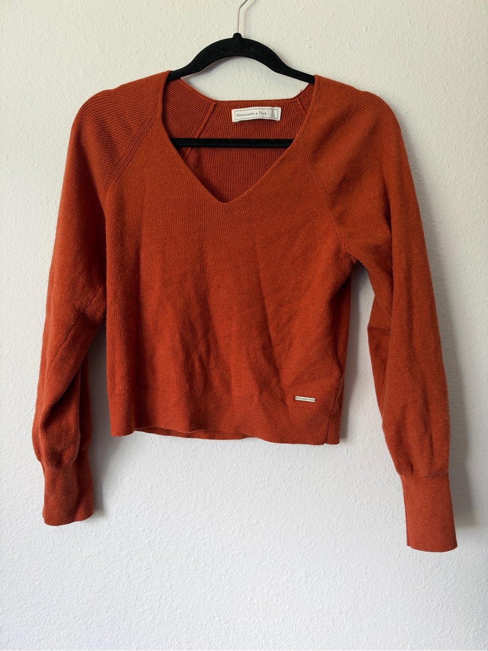 Abercrombie & Fitch Burnt Orange Knit Cropped Sweater S